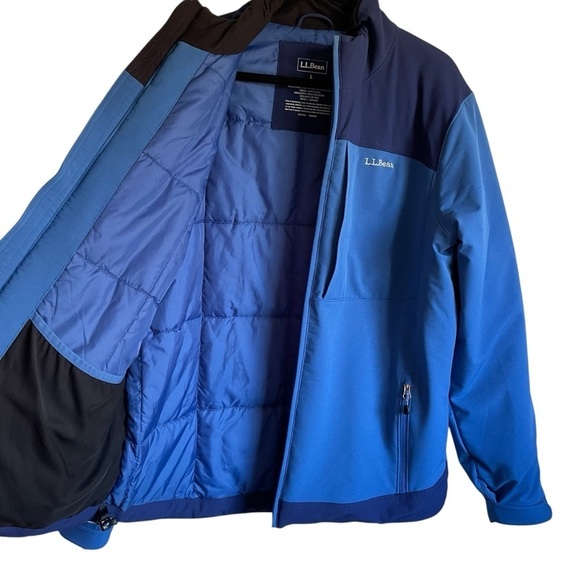 L.L. Bean Blue Colorblock Insulated Jacket Underarm Zip Vents Primaloft Size L - Picture 2 of 11